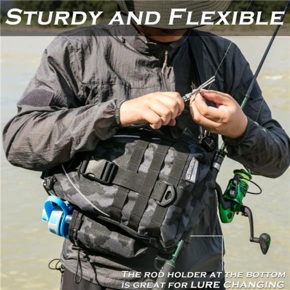 Fishing Backpack Tackle Sling Bag - Fishing Backpack with Rod Holder Tackle Box - Picture 6 of 6